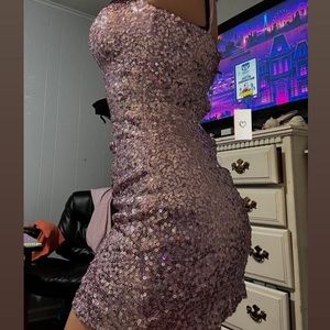 crystal doll pink purple homecoming, formal, prom dress